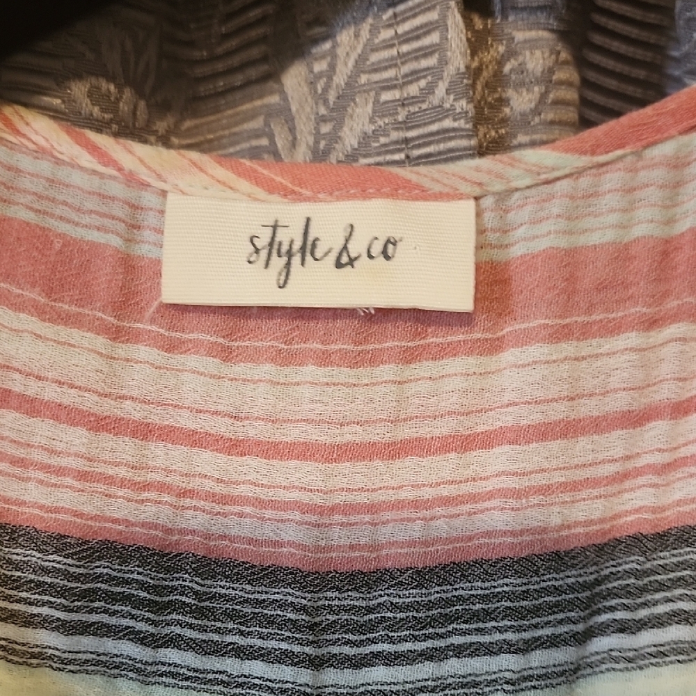 Style & Co. Multicolor Striped Button-Front Blouse - Picture 2 of 3